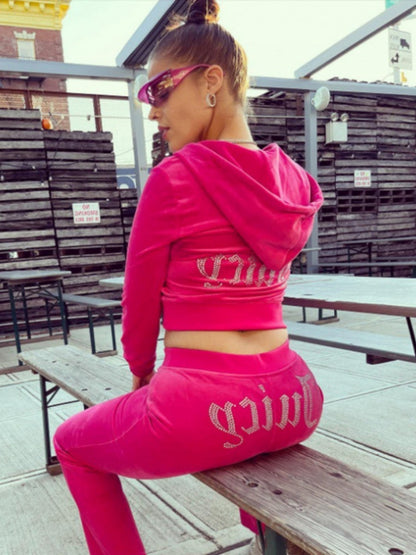 Hot Diamond Velvet Sports And Leisure Two-piece Set