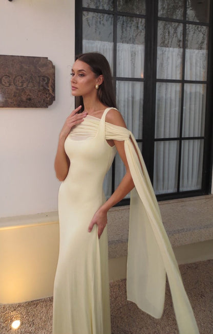 | Solid Sash Shawl Cami Maxi Dress