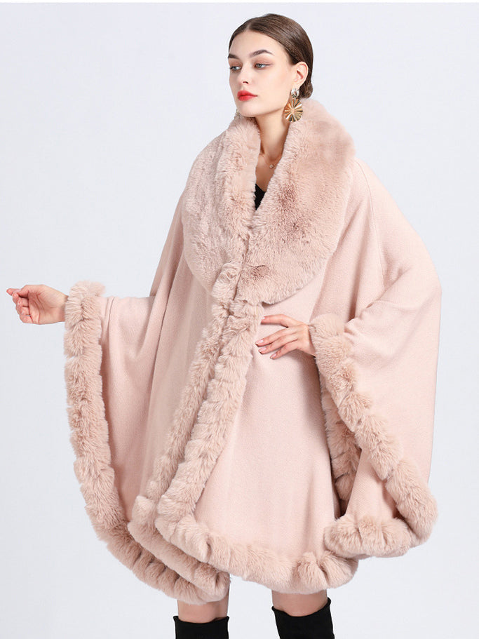 Cloak Cape Faux Fur Bride Wraps Poncho Coat For Women