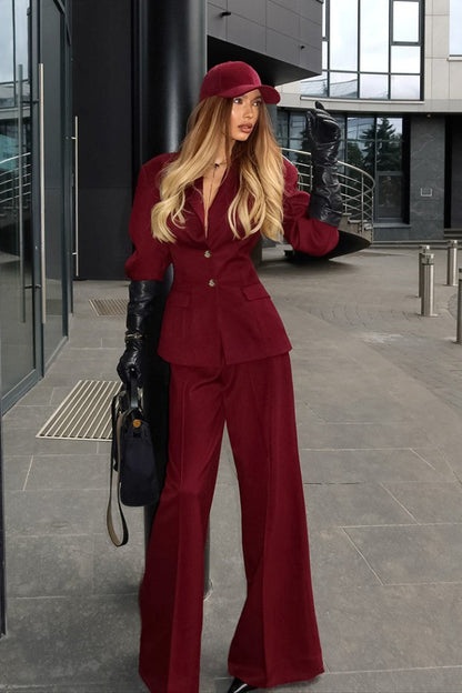| Polished Lapel Tailored Two Piece Set