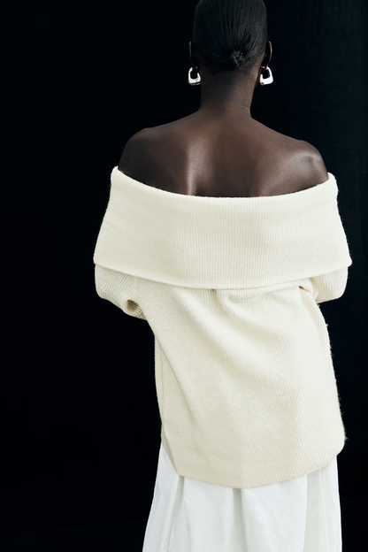 Joliana - Off-Shoulder Layered Knitted Top
