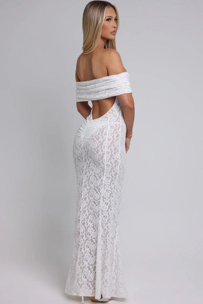 Sexy Floral Lace Backless Lace Dress