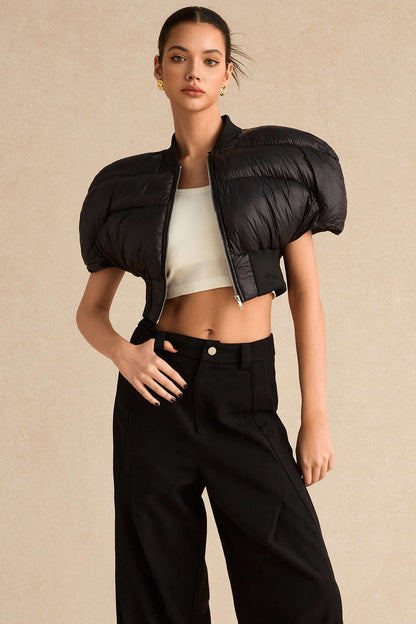 Padded Zipper Cropped Puffer