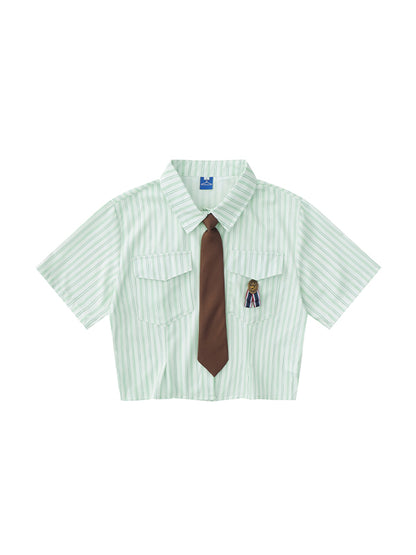 Stripe Slim Short Sleeves Shirts