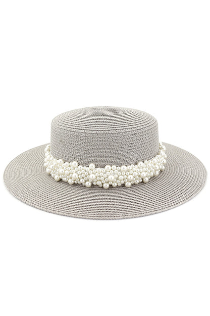 Pearl Embellished Beach Hat