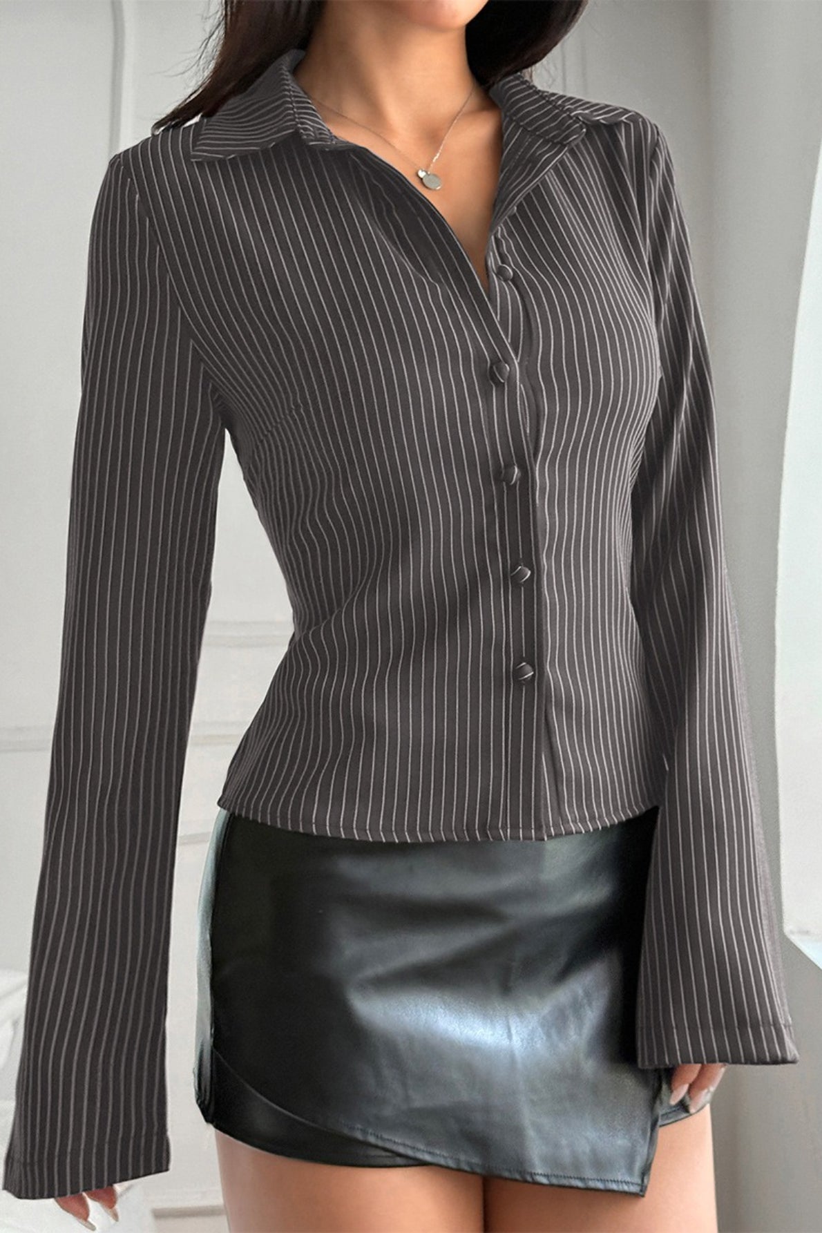 Striped Y2K Long Sleeve Blouse