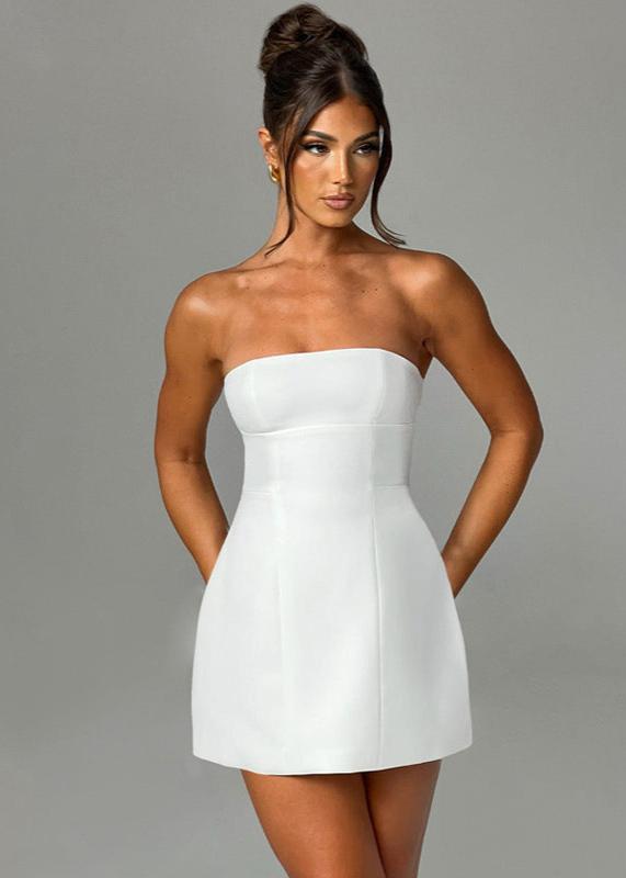 Strapless Princess Seam Pocket A Line Mini Dress