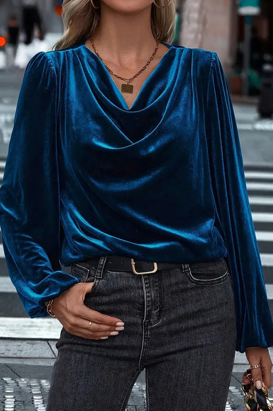 Fashionable Velvet Long-sleeved Loose Casual Top