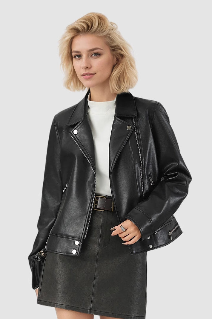 In-Stock Short PU Leather Coat