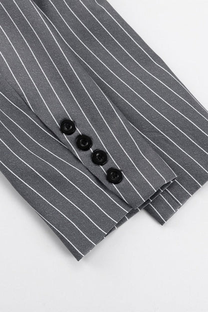Fashion Striped Suit Blazer Two Piece Set