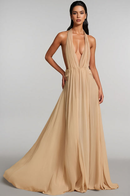 Zandok Sleeveless Backless Slit Maxi Dress