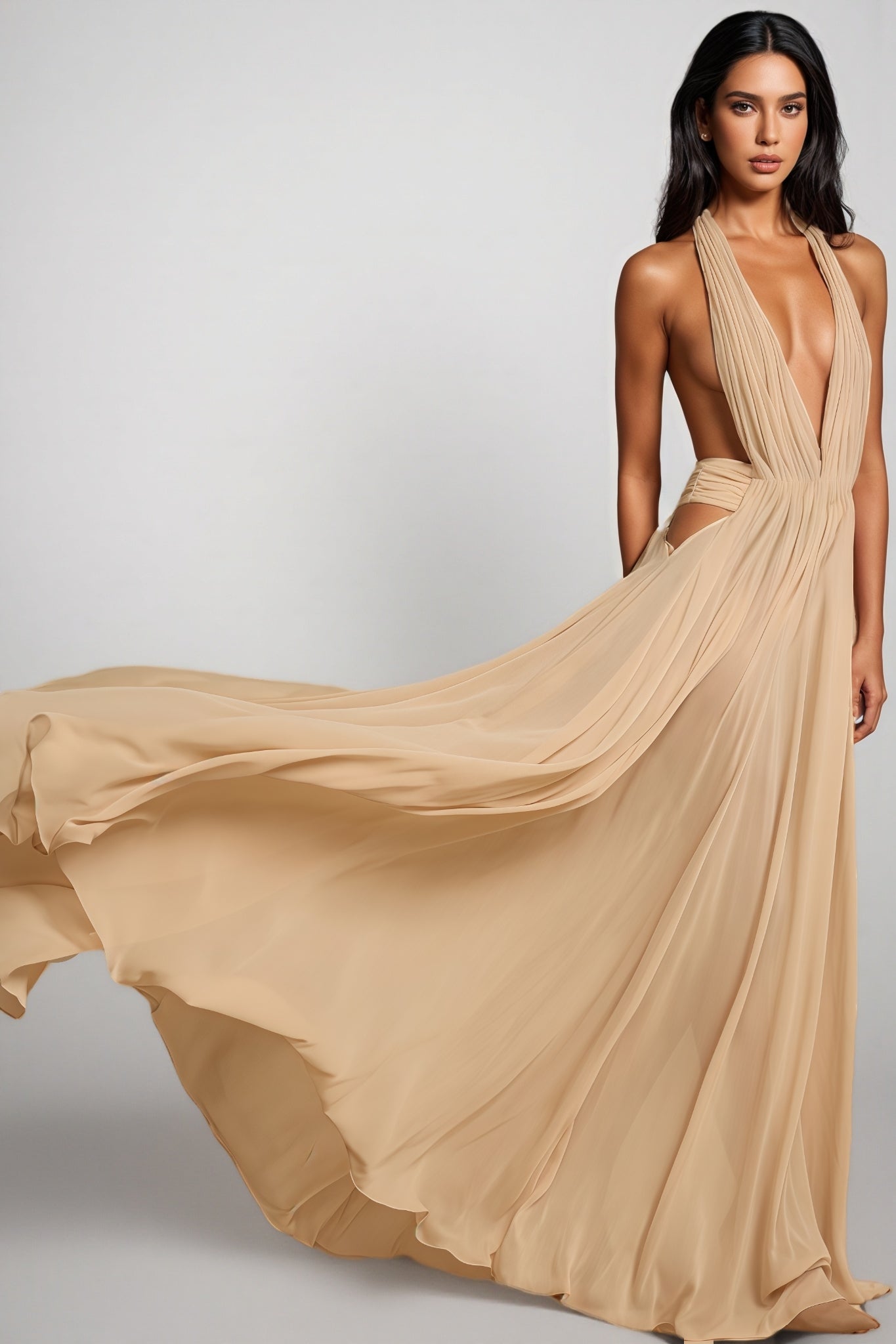 Zandok Sleeveless Backless Slit Maxi Dress