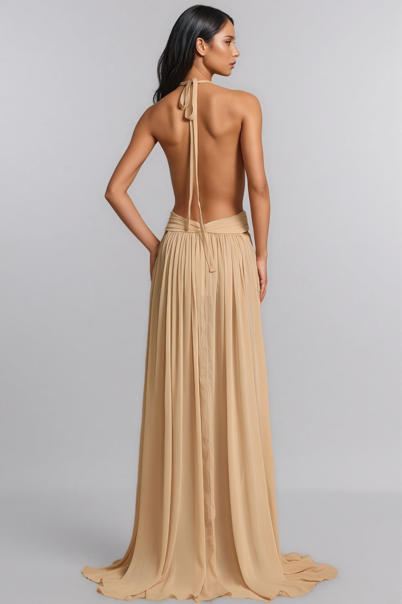 Zandok Sleeveless Backless Slit Maxi Dress