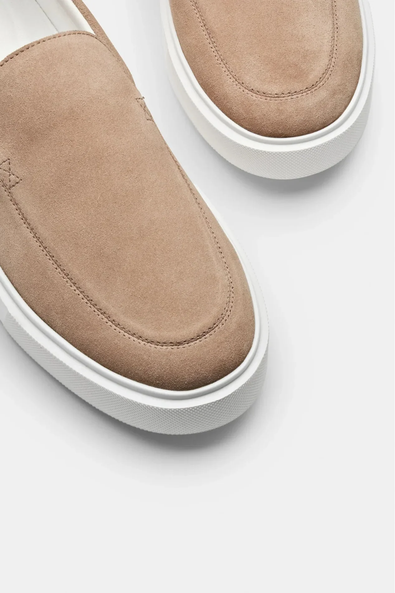 Maison Suede Loafers | Beige Platform Slip-On Shoes