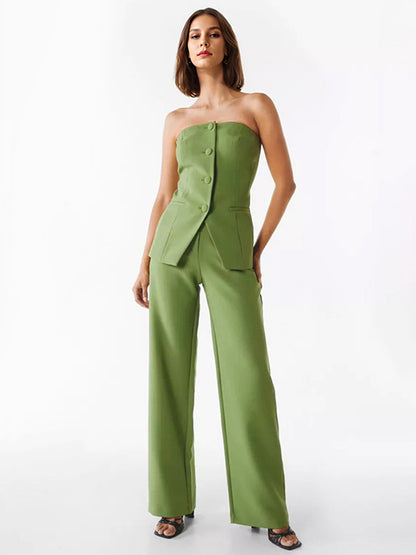 Off The Shoulder Top And Wide Leg Bottoms 2 Pieces Set