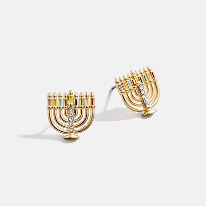 Copper Rhinestone Christmas Stud Earrings