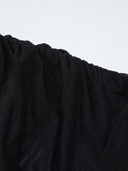 Fitted, Bodycon Maxi Dress With Mesh Panels