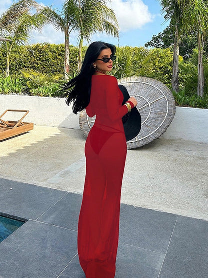 Mesh See-through Off Shoulder Sexy Maxi Dresses