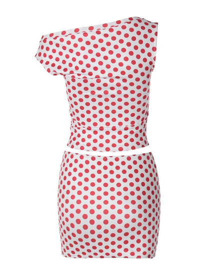 Polka Dot Top And Bodycon Skirt Two-piece Set