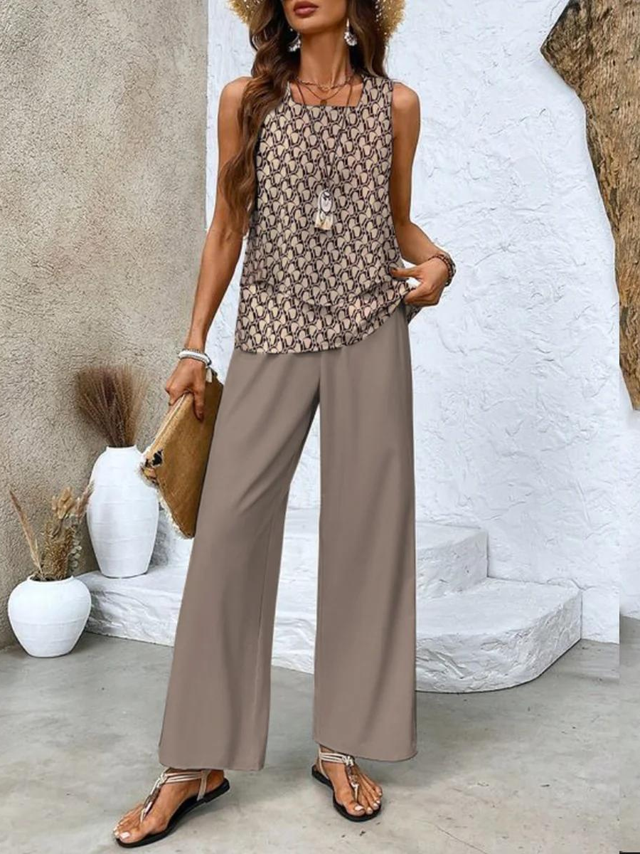 The Averie Set — Layered Top & Wide-Leg Trousers