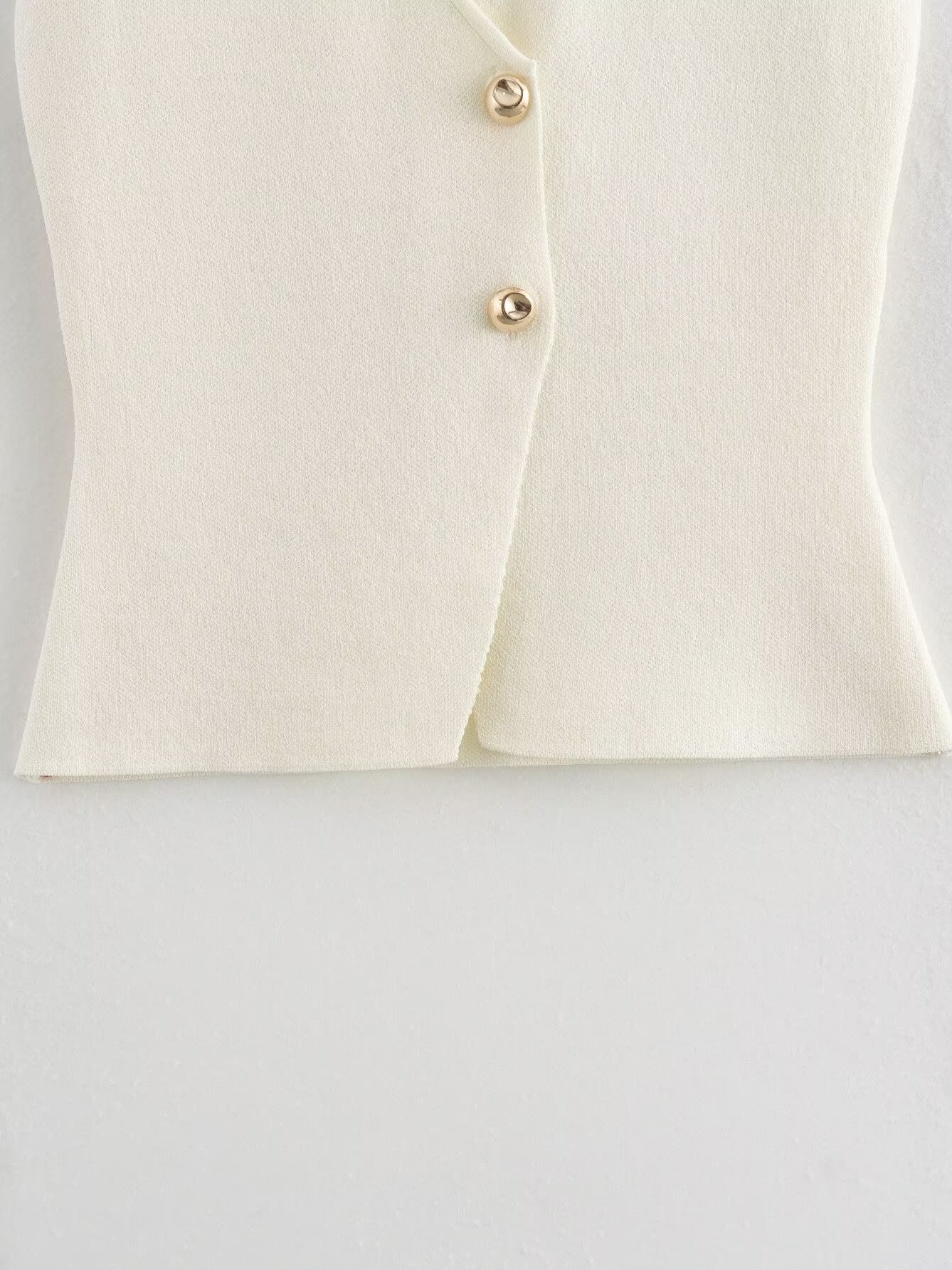 V-neck With Gold Buttons Vest Pleated Skirt 2-piece Sets