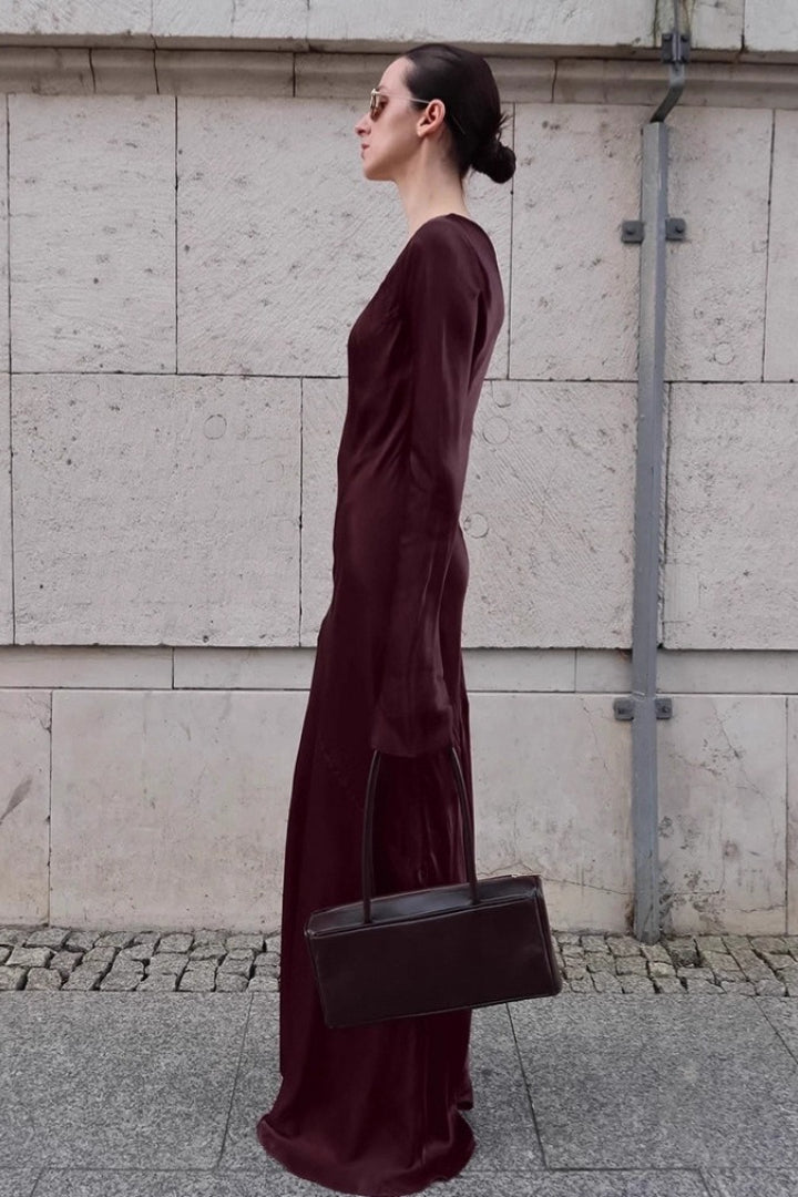 | Satin U-Neck Maxi Dress