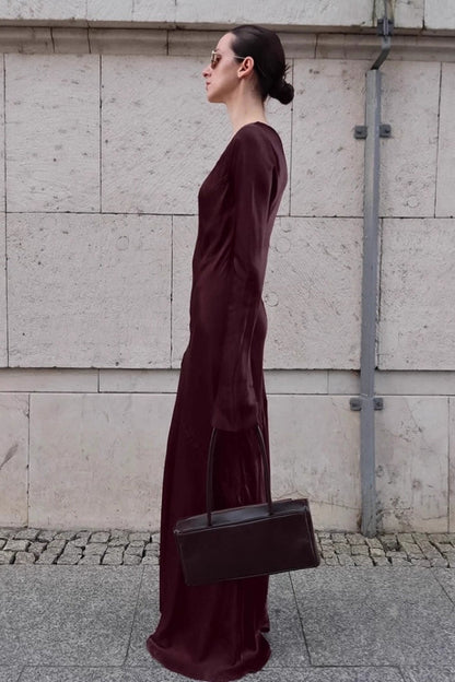 | Satin U-Neck Maxi Dress