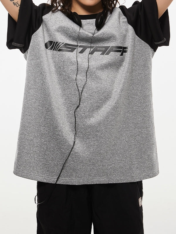 Letter Print Raglan Oversized Short Sleeve Tee