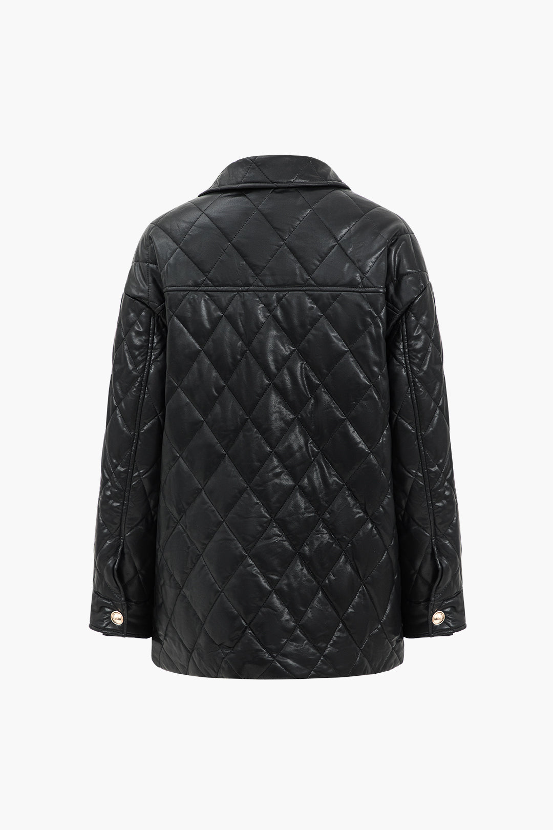 Faux Leather Button Pocket Jacket