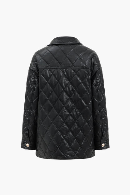 Faux Leather Button Pocket Jacket