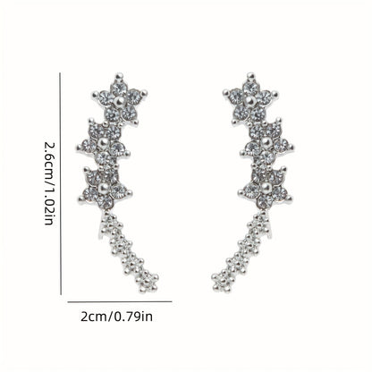 Women's Sparkly Floral And Star Ear Cuffs – Elegant Statement Jewelry