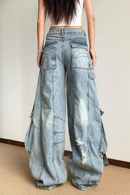 Design Detail Wide Leg Jeans