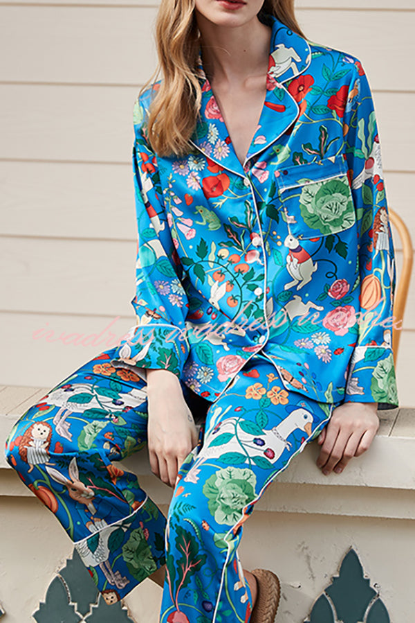 Carrot Rabbit Printed Home Long Sleeved Two-piece Set