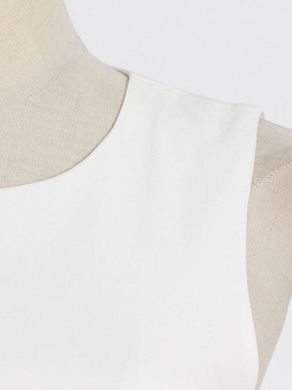 Simple Sleeveless Loose Feathers Solid Color Midi Dresses
