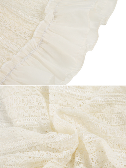 Debra Lace Ruffle Blouse Top