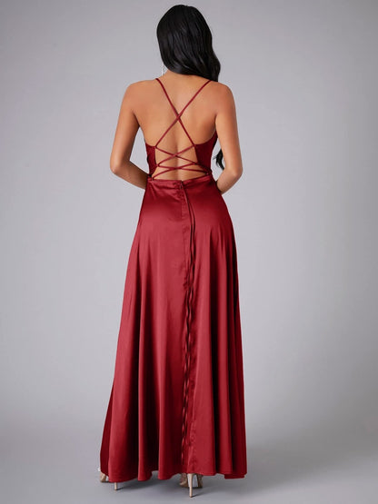 Slimming, Figure-hugging Backless Halter-neck Long Dress