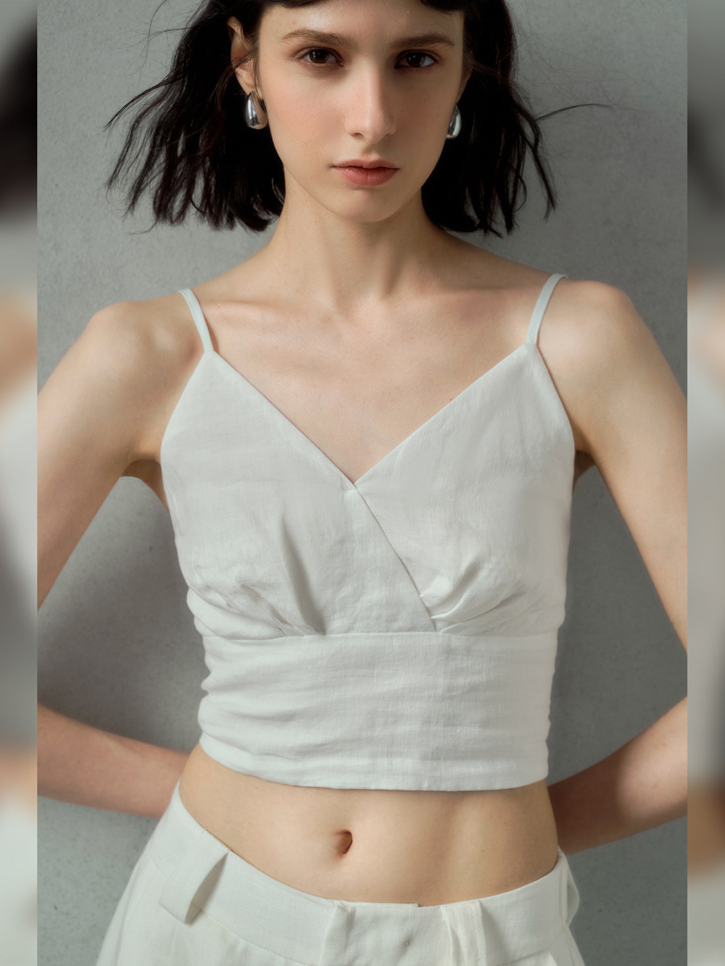 Solid Color Linen Off-shoulder Vacation Style Vest