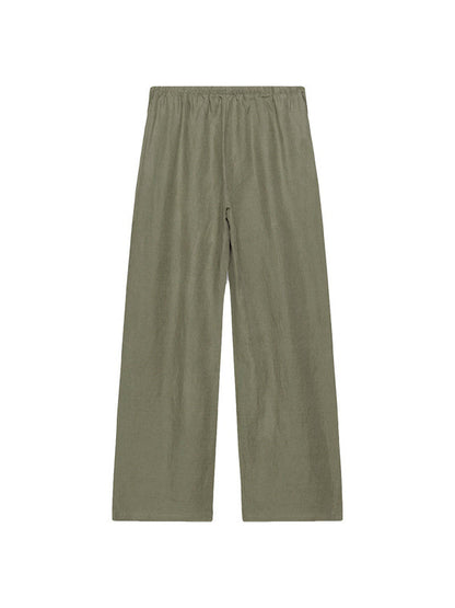 Linen Solid Color Crisscross Strap Non-stretch Loose Trousers