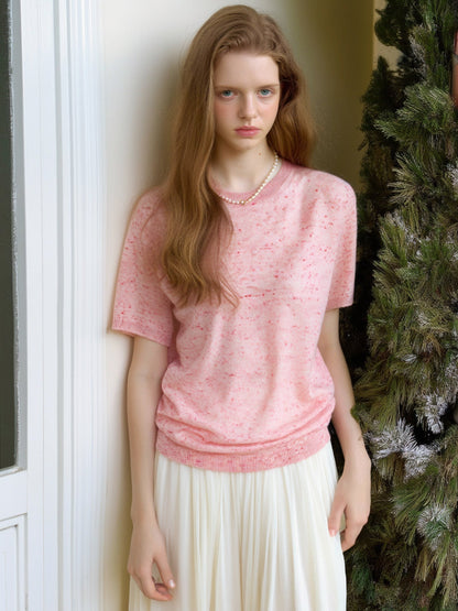 Simple Solid Color Three-quarter Sleeve Loose Blend Fabric T T-shirt