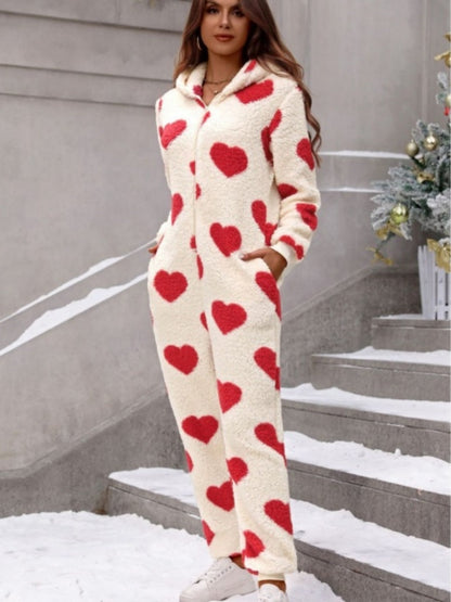 Jumpsuit Pockets Hooded Pajamas
