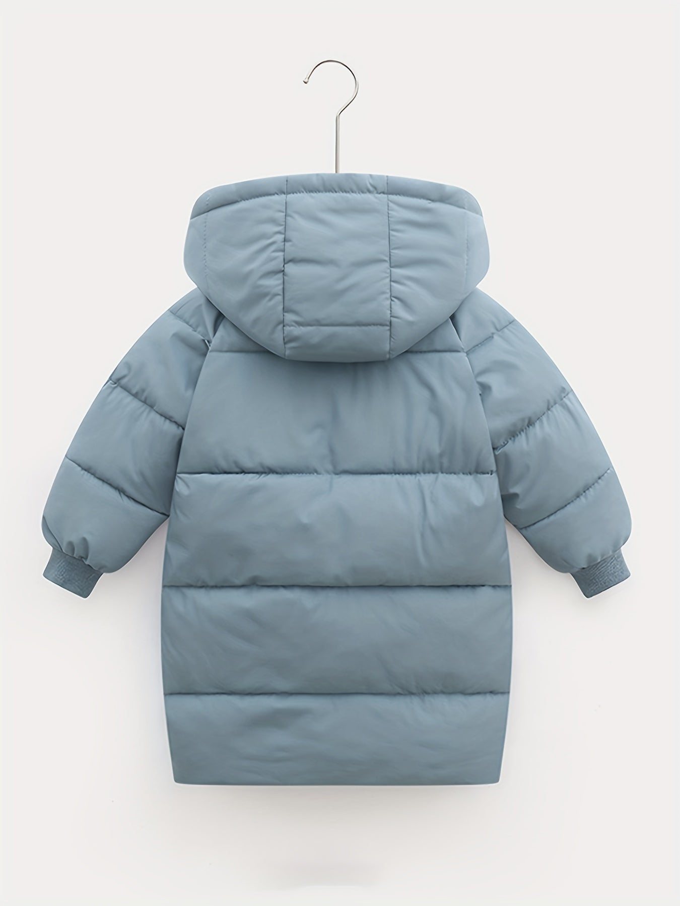 Hooded Jacket Medium Length Warm Zip Up Coat Winter