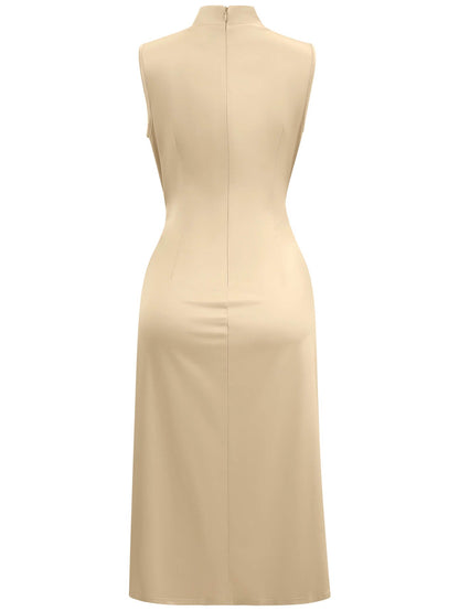 Dixon Slit Satin Midi Dress - Champagne