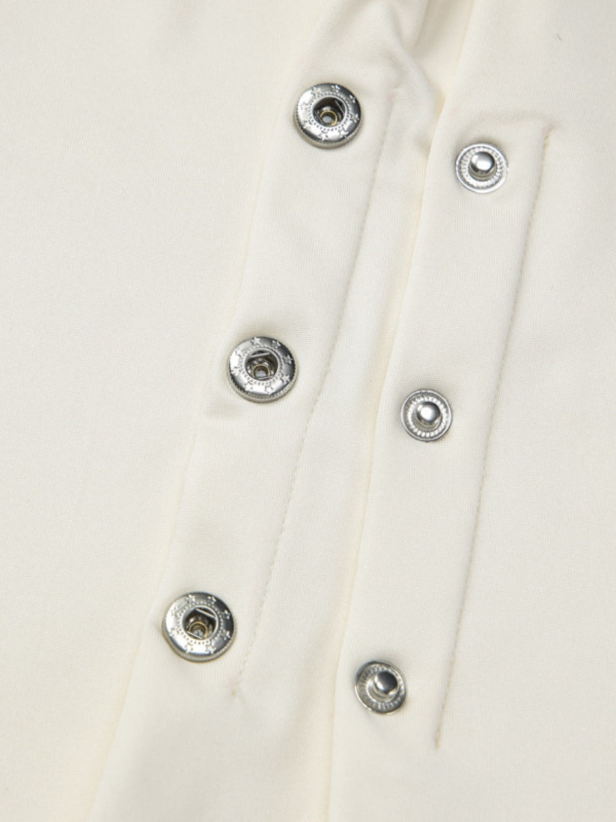 Draped Collar Buttons Slim-fit Jacket T-shirts