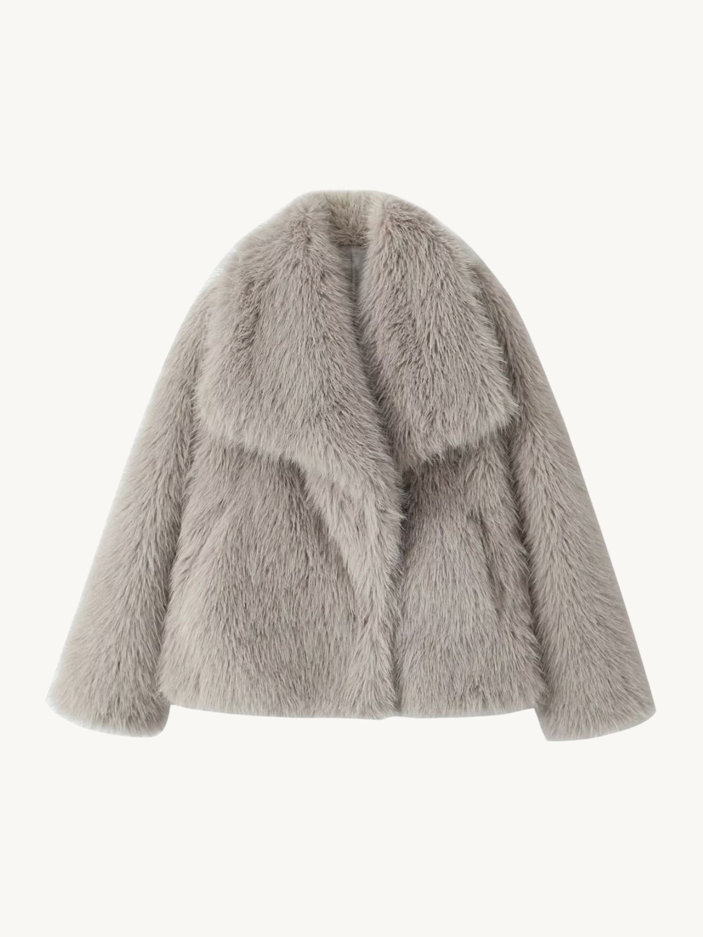Asuna Faux Fur Jacket in Light Grey