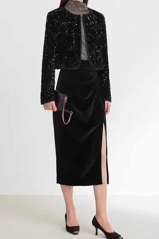 Black Velvet Sequin Jacket
