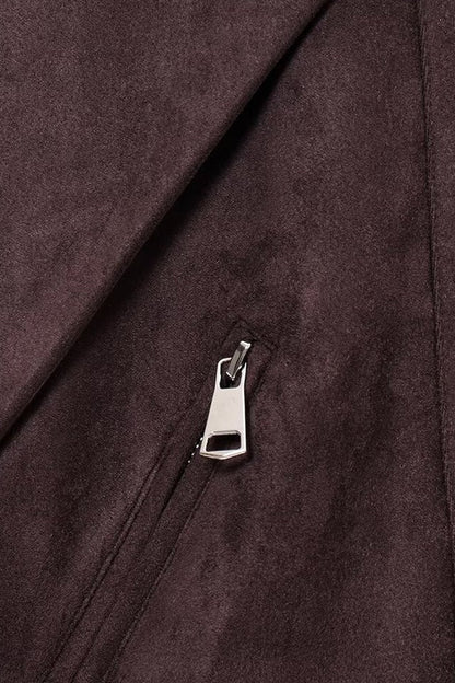 Suede Biker Belted Coat