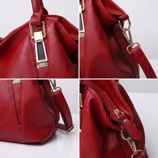 Women's Wide Leather Handbag With Long Strap – Stylish Shoulder Bag