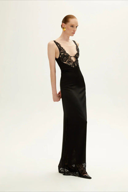 Sexy V Neck Lace Bandage Sleeveless Cocktail Formal Dress