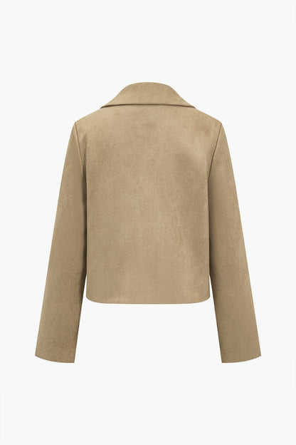Suede Lapel Leather Long Sleeve Jacket