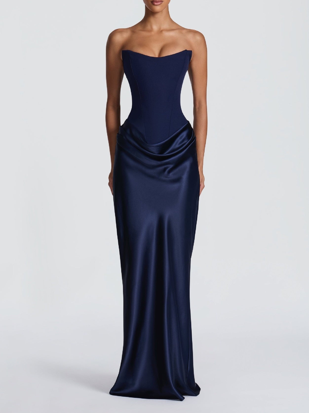 Satin Tie Ribbon Off-shoulder Sexy Strapless Bodycon Maxi Dress With Cinched Waist